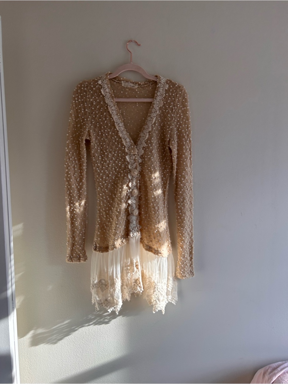 A’reve lace Crochet Cardigan with Ivory Lace Trim